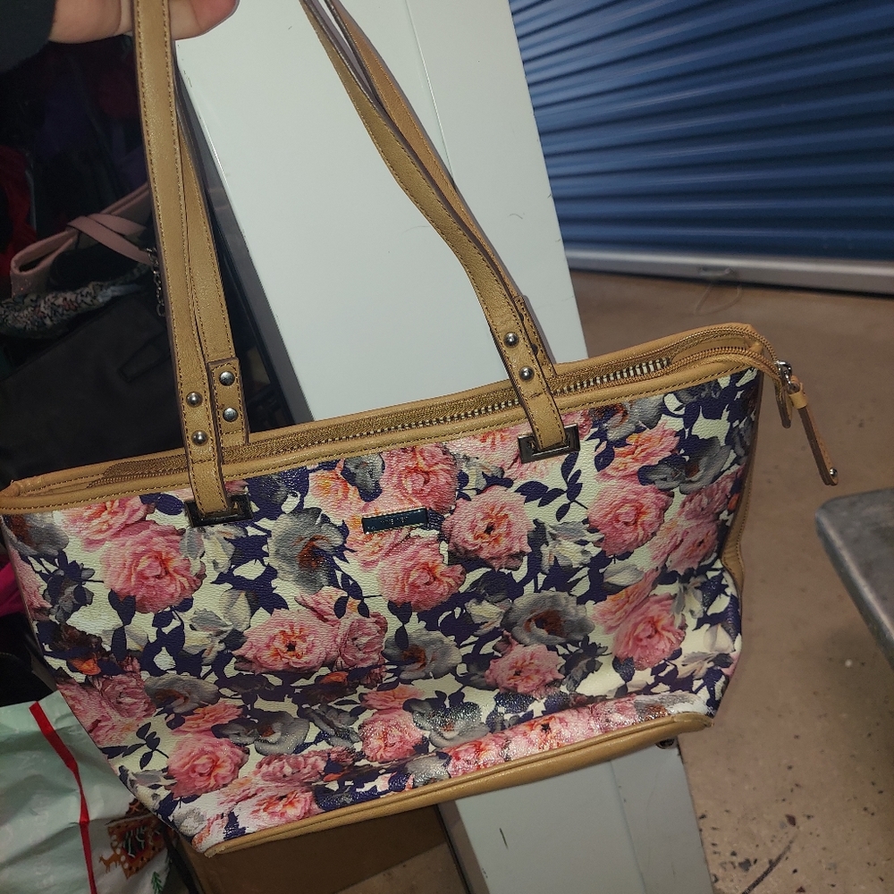 Nine west floral tote bag purse